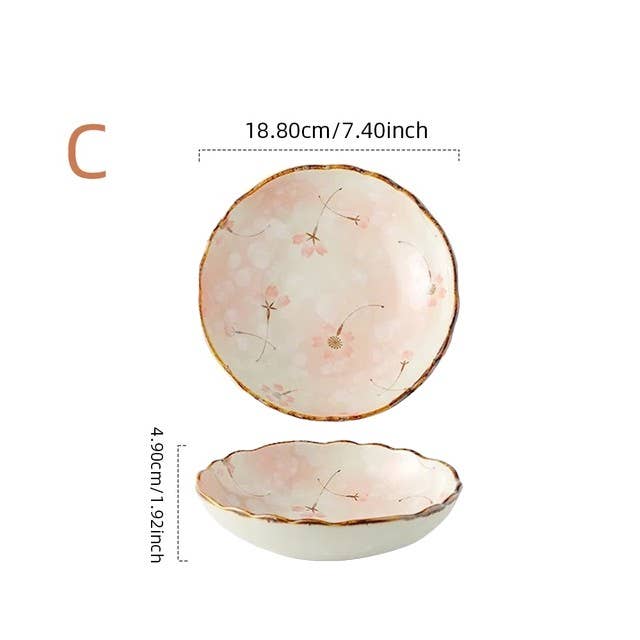 Homerely - Ceramic Floral Design Dessert Plate