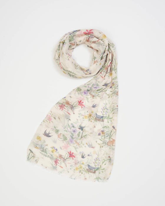 Fable England - FABLE Ivory Running Bunny Lightweight Scarf