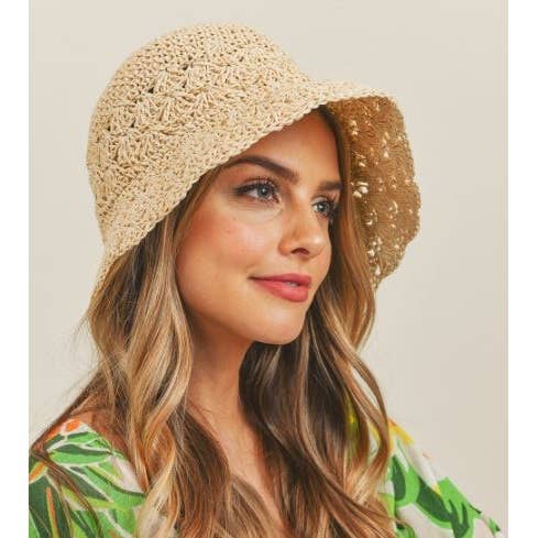 Queens INC - Fashion women Straw Hat Lady Summer Sun Hat : TAUPE / ONE SIZE