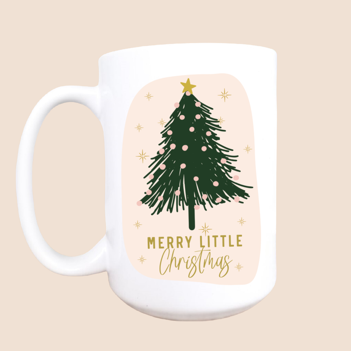 Merry little Christmas mug, Christmas mug, Boho Christmas 15oz