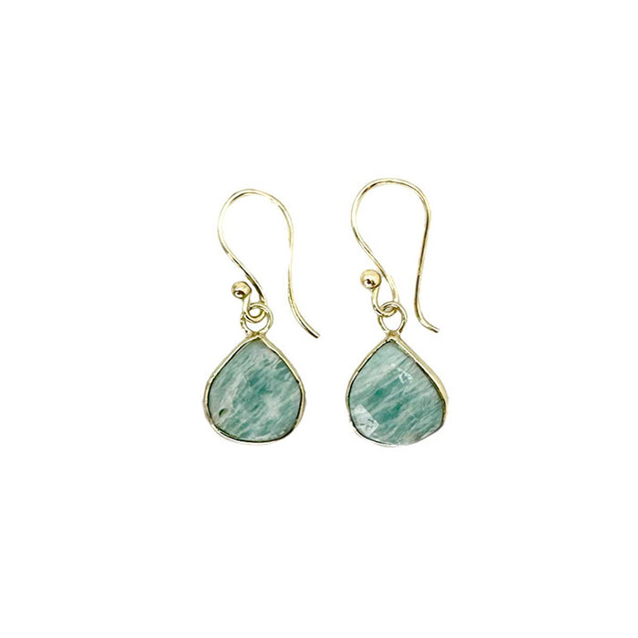Anju Jewelry - Gold Plated Earrings with Semi-Precious Stone - Amazonite