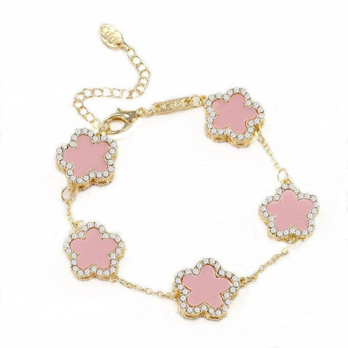 PEACH ACCESSORIES - EUR170 Five diamante edge petals bracelet: Green