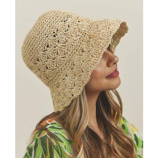 Queens INC - Fashion women Straw Hat Lady Summer Sun Hat : IVORY / ONE SIZE