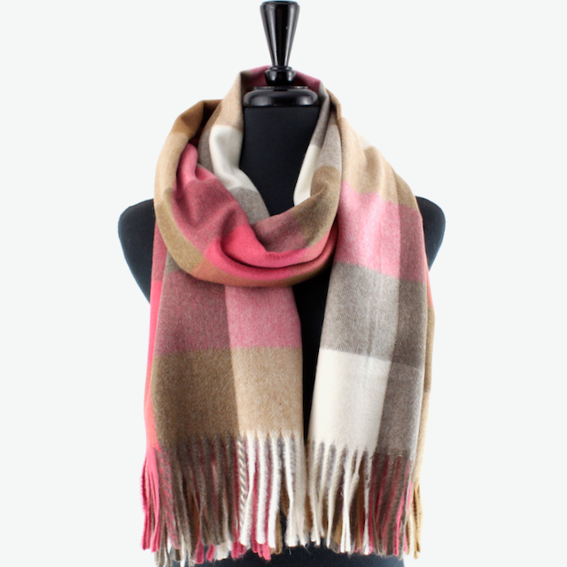 Pretty Persuasions - Malina Scarf: Fuchsia/Cream/Brown