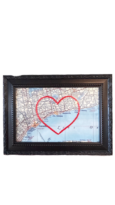 Oshawa Embroidered Heart Map - 8x10