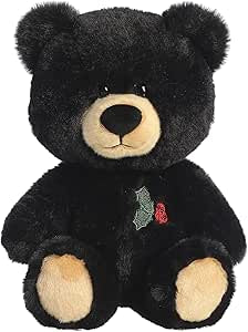 Aurora® Festive Holiday Hugga-Wug Holly Bear™ Stuffed Animal - Seasonal Cheer - Heartwarming Gifts - Black 13.5 Inches