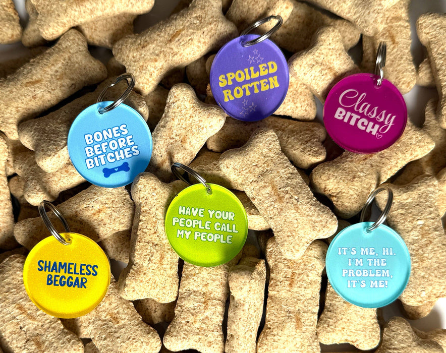 Peace, Love and Sarcasm - Shameless Beggar Pup Charm