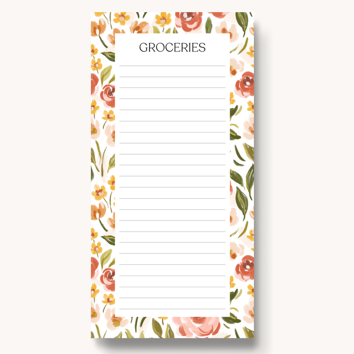 Elyse Breanne Design - Spring Garden Magnetic Grocery List Notepad, 8x4"