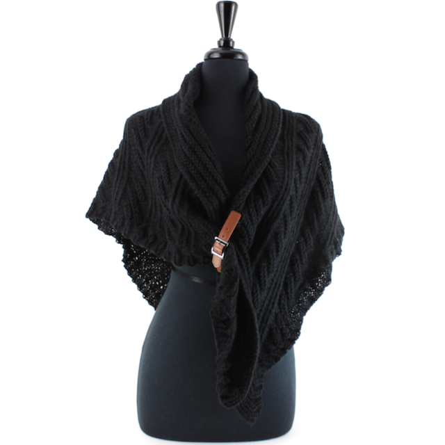 Pretty Persuasions - Belted Sweater Knit Wrap: Black