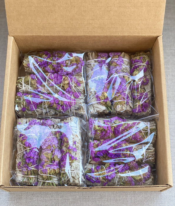 Picki Nicki - White Sage Smudge Sticks with Purple Flowers in Bulk