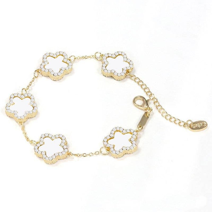 PEACH ACCESSORIES - EUR170 Five diamante edge petals bracelet: Green