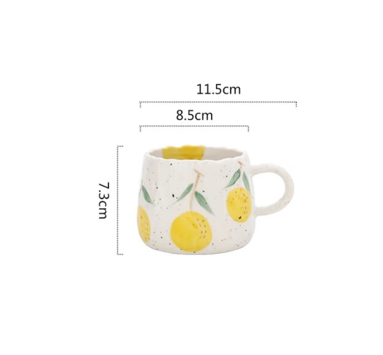 Homerely - Ceramic Fruit Printed Mugs | Coffee Cups | Drinkware: Lemon