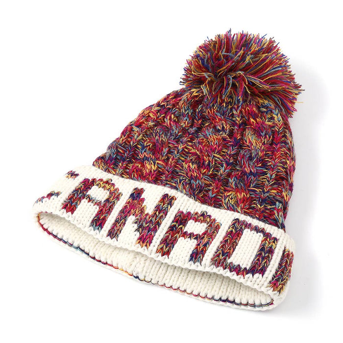 Shine Mark Accessories - Red - Canada print hat with Pom Pom