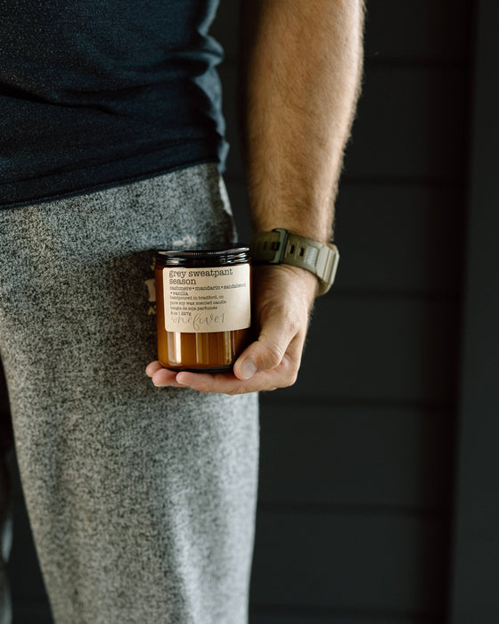 onefive1 - grey sweatpant season soy wax candle -COZY/ FOR HIM | FALL