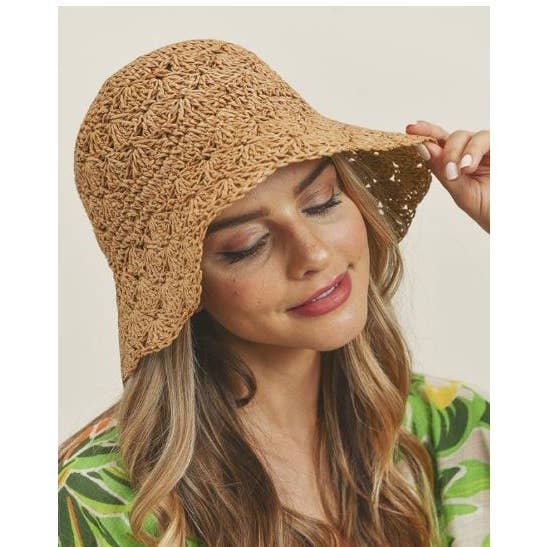 Queens INC - Fashion women Straw Hat Lady Summer Sun Hat : TAUPE / ONE SIZE