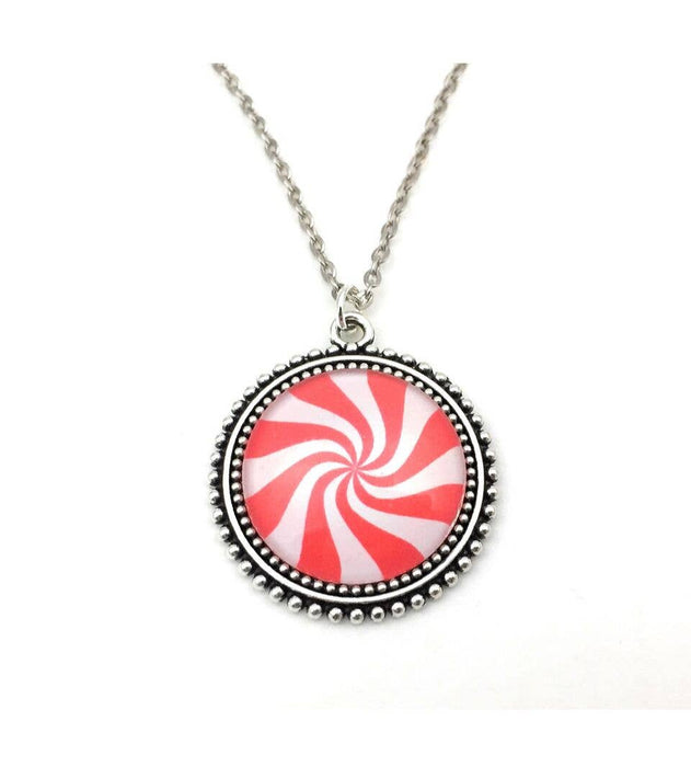 Fern & Filigree - Peppermint Swirl Necklace - Christmas - Holiday