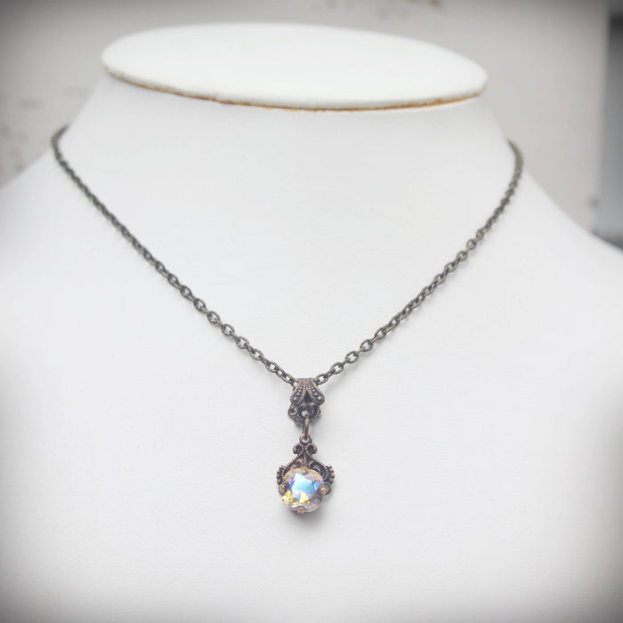 Circa 1890 - Petite Radiance Crystal Pendant Necklace in Vintage Style