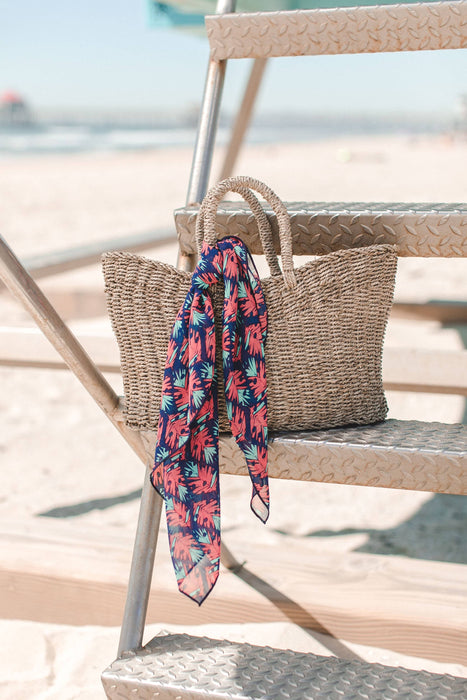 Space 46 - Orange Leaf Chiffon Square Scarf
