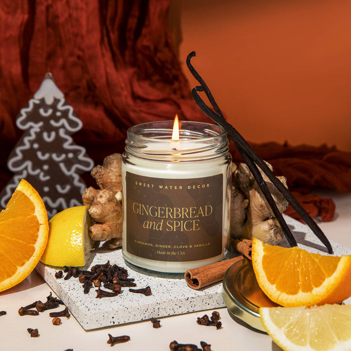Sweet Water Decor - *NEW* Gingerbread and Spice 9 oz Soy Candle- Christmas Decor