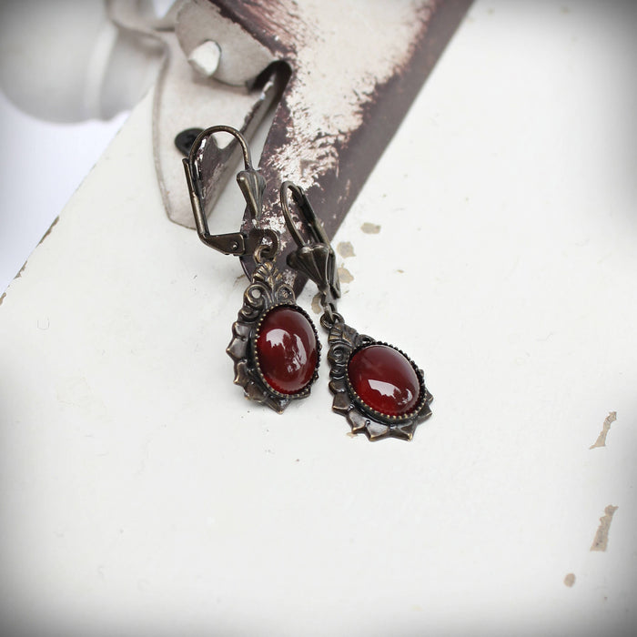 Circa 1890 - Carnelian Vintage Style Earrings