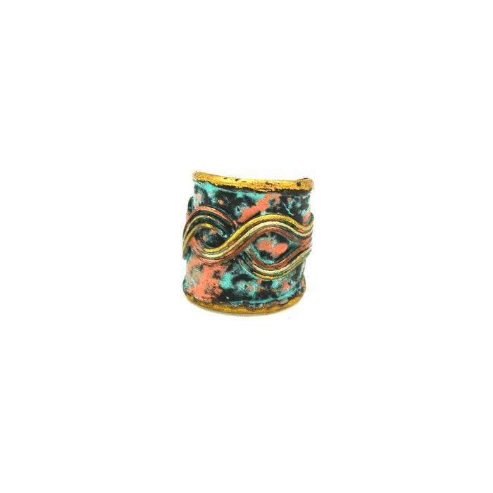 Anju Jewelry - Brass Patina Large Wavy Lines Ring