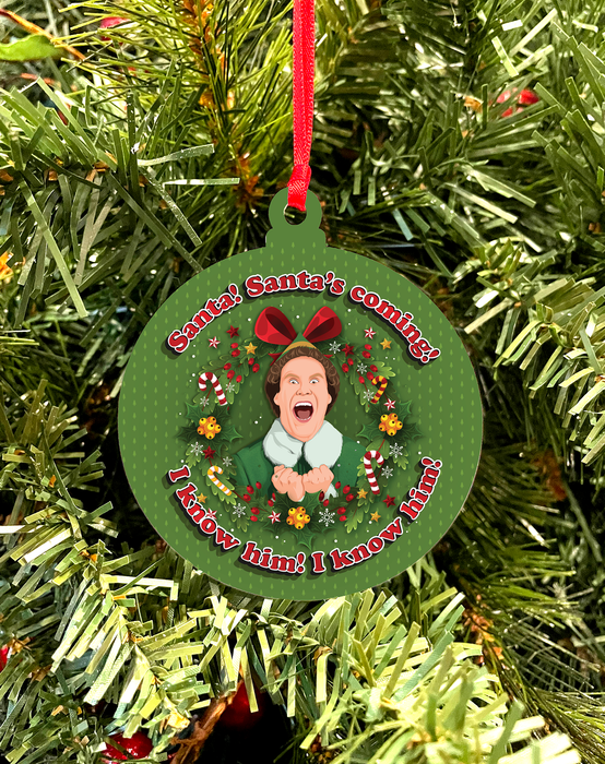 Versatile Coasters CA - Buddy Knows Santa - Tree Ornament