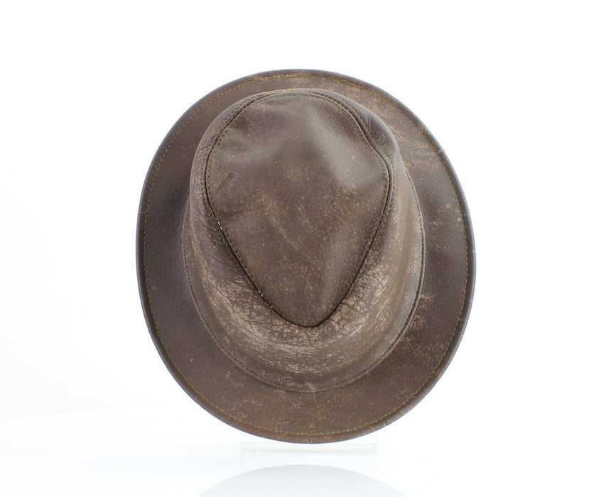 Leather Impressions Inc - Black leather fedora hat HT129