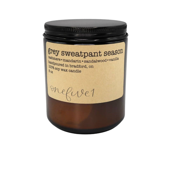 onefive1 - grey sweatpant season soy wax candle -COZY/ FOR HIM | FALL