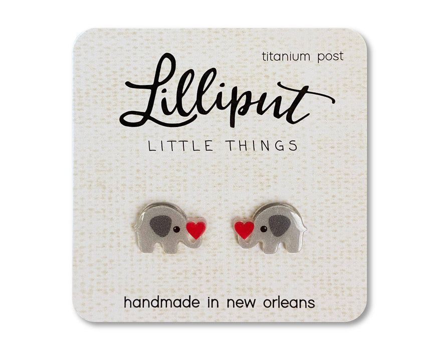 Lilliput Little Things - Cute Elephant with Heart Earrings
