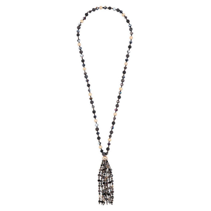 DOBBI - BEADED TASSEL STATEMENT NECKLACE
