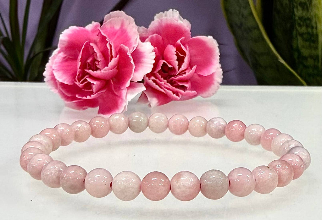 KayleeNYC - 6mm Natural Pink Opal Crystal Stretch Healing Bracelet 7.5"