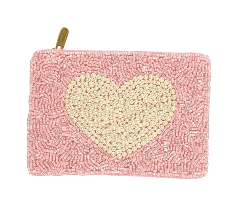 Nima Accessories Inc - Ladies Heart Themed Fully Beaded Coin Purse