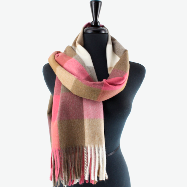 Pretty Persuasions - Malina Scarf: Fuchsia/Cream/Brown