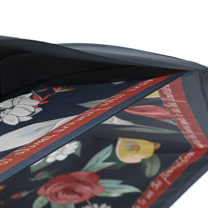 PEACH ACCESSORIES - Vintage Rose Garden Upside Down Umbrella in Black