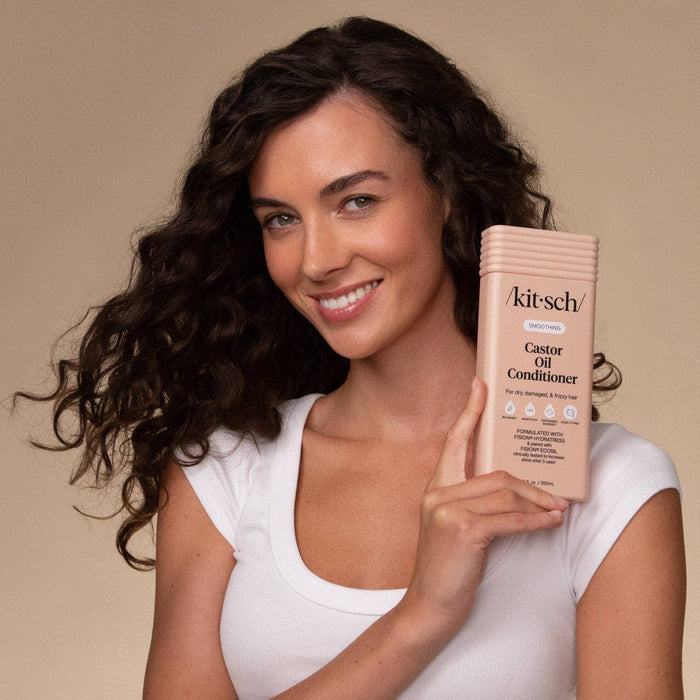 Kitsch Castor Oil Smoothing Conditioner – Hydrating & Detangling Conditioner for Dry, Damaged & Frizzy Hair | Frizz Control, Shine Boost, Cruelty-Free, Eco-Friendly