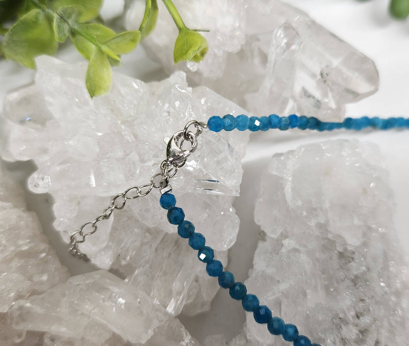 Meraki Gemstones - Blue Apatite Faceted Necklace w/Silver Color Findings, 17"L