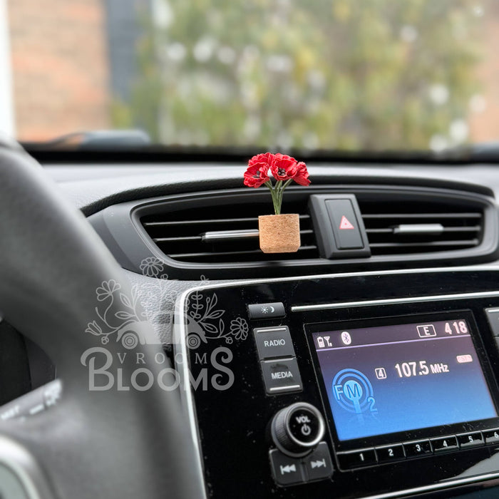 Vroom Blooms - Red Poppies Vent Clip Car Air Freshener Diffuser (Reusable): Blood Orange Paloma
