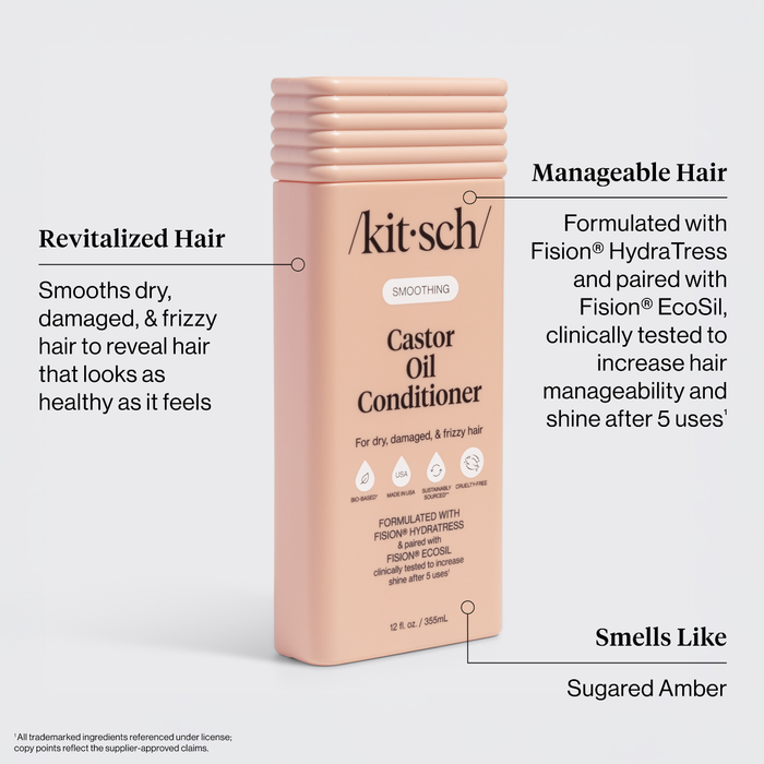 Kitsch Castor Oil Smoothing Conditioner – Hydrating & Detangling Conditioner for Dry, Damaged & Frizzy Hair | Frizz Control, Shine Boost, Cruelty-Free, Eco-Friendly