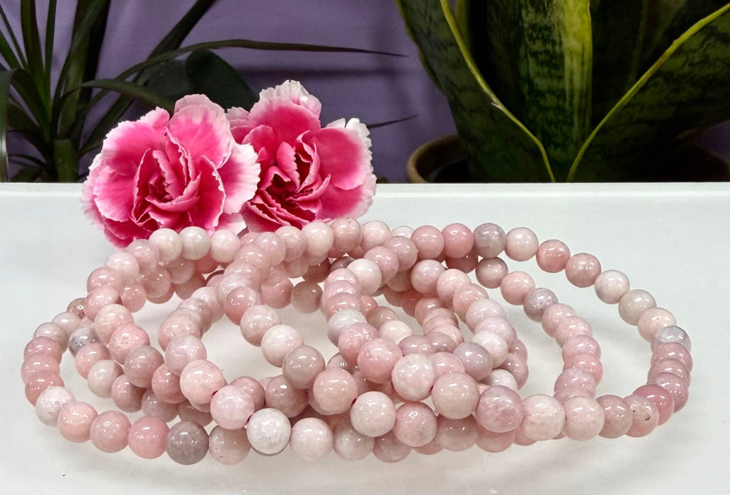 KayleeNYC - 6mm Natural Pink Opal Crystal Stretch Healing Bracelet 7.5"