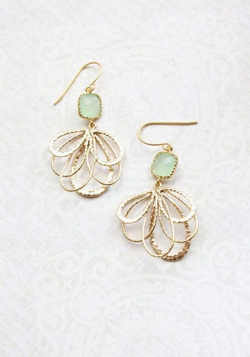 A Pocket of Posies - Mint Glass Modern Dangle Earrings - Gold