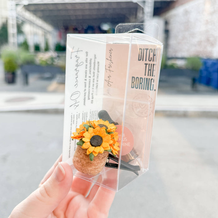 Vroom Blooms - Sunflower Vent Clip Car Air Freshener Diffuser (Reusable): *Bahama Mama*