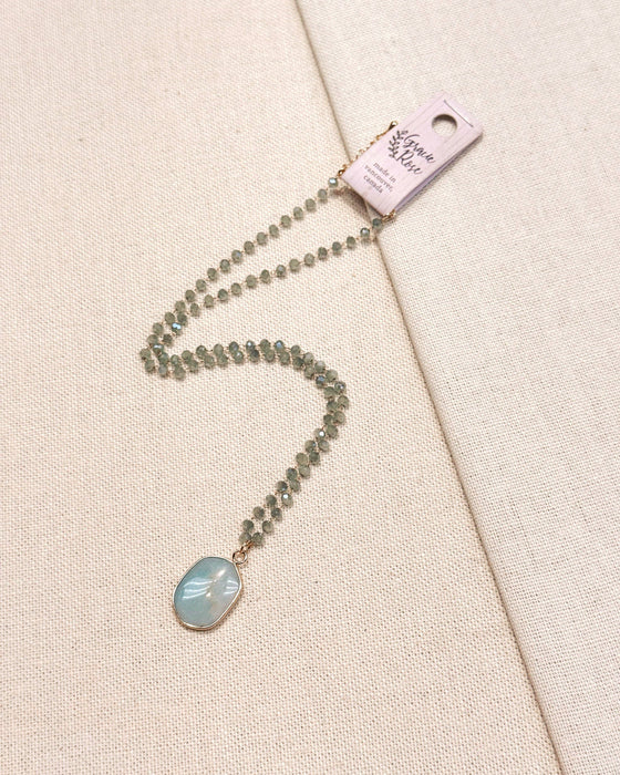 Gracie Rose Designs - Crystal Link Chain Amazonite Pendant Necklace