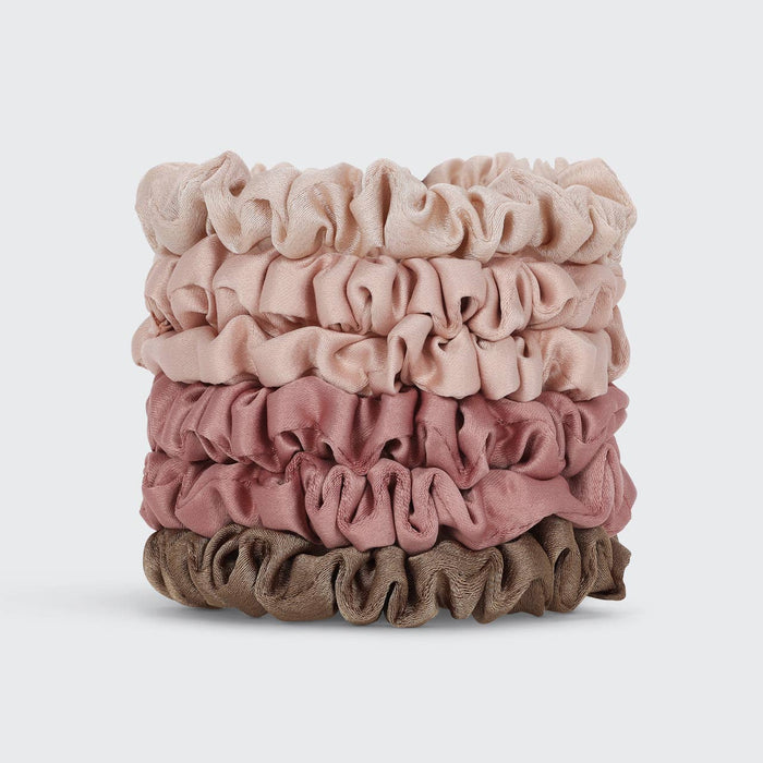 Kitsch Roost Satin Scrunchies – Extra Gentle 6-Pack in Terracotta & Neutral Shades
