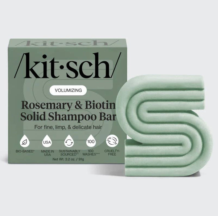 Kitsch Volumizing Rosemary & Biotin Shampoo Bar – Solid Shampoo for Fine, Limp & Delicate Hair | Hair Thickening, Eco-Friendly, Zero Waste, 100 Washes