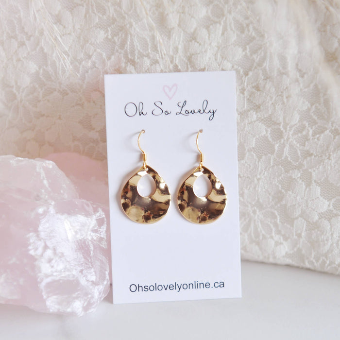 Oh So Lovely - ALEXA / Gold Brass Textured Dangle Earrings
