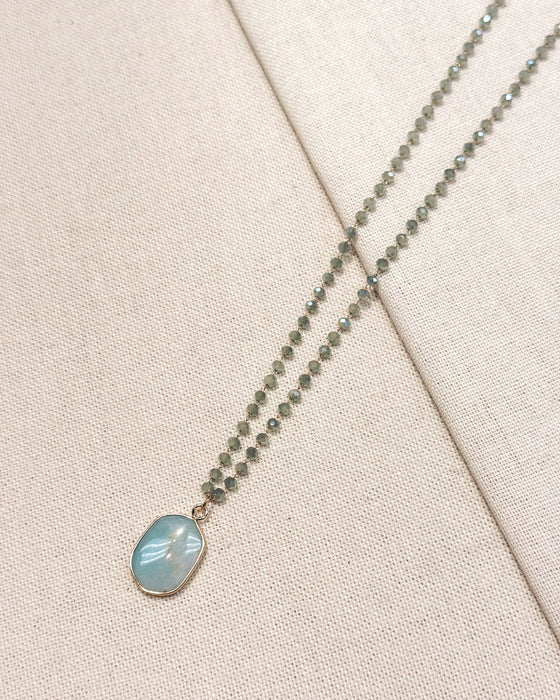 Gracie Rose Designs - Crystal Link Chain Amazonite Pendant Necklace