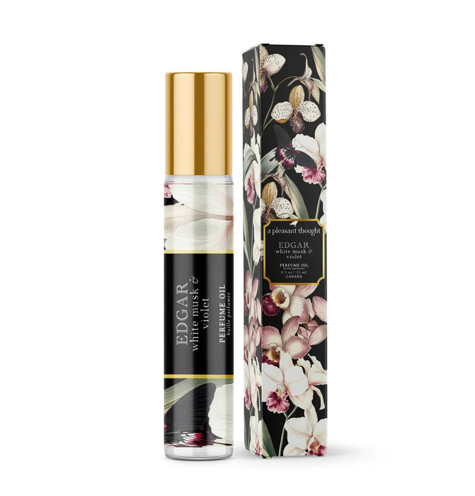 A Pleasant Thought Edgar White Musk & Violet Perfume Oil Rollerball – Vegan Long-Lasting Fragrance