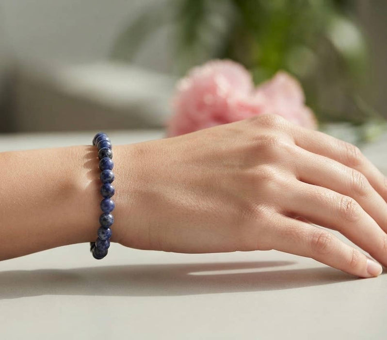 KayleeNYC - 6mm Natural Sodalite Crystal Healing Stretch Bracelet 7.5"