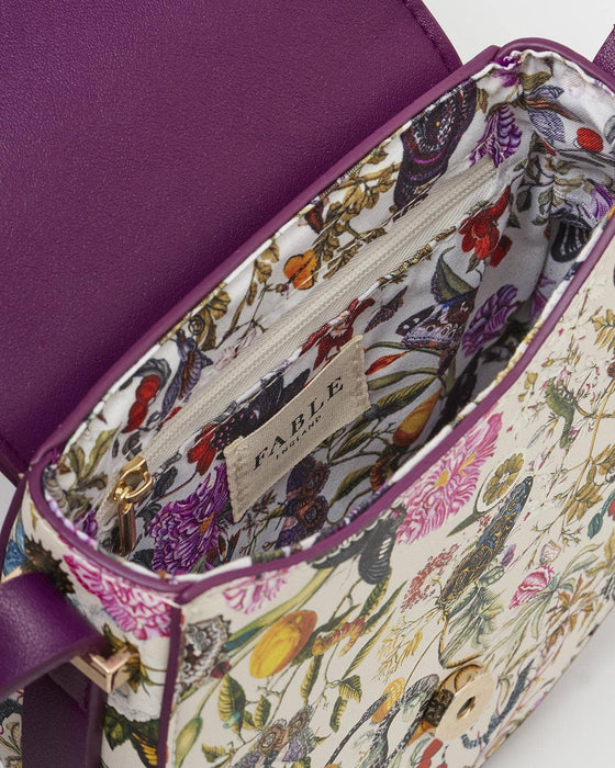 Fable England - FABLE Floral Engravings Plum Saddle Purse