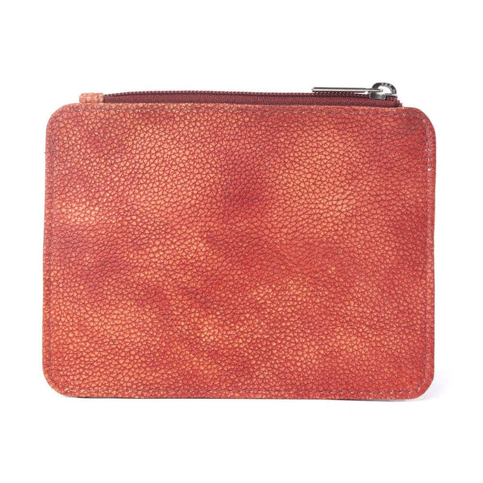 Myra Bag - Driftwood Cove Embossed Leather Credit Card Holder in Coral Red: Coral Red